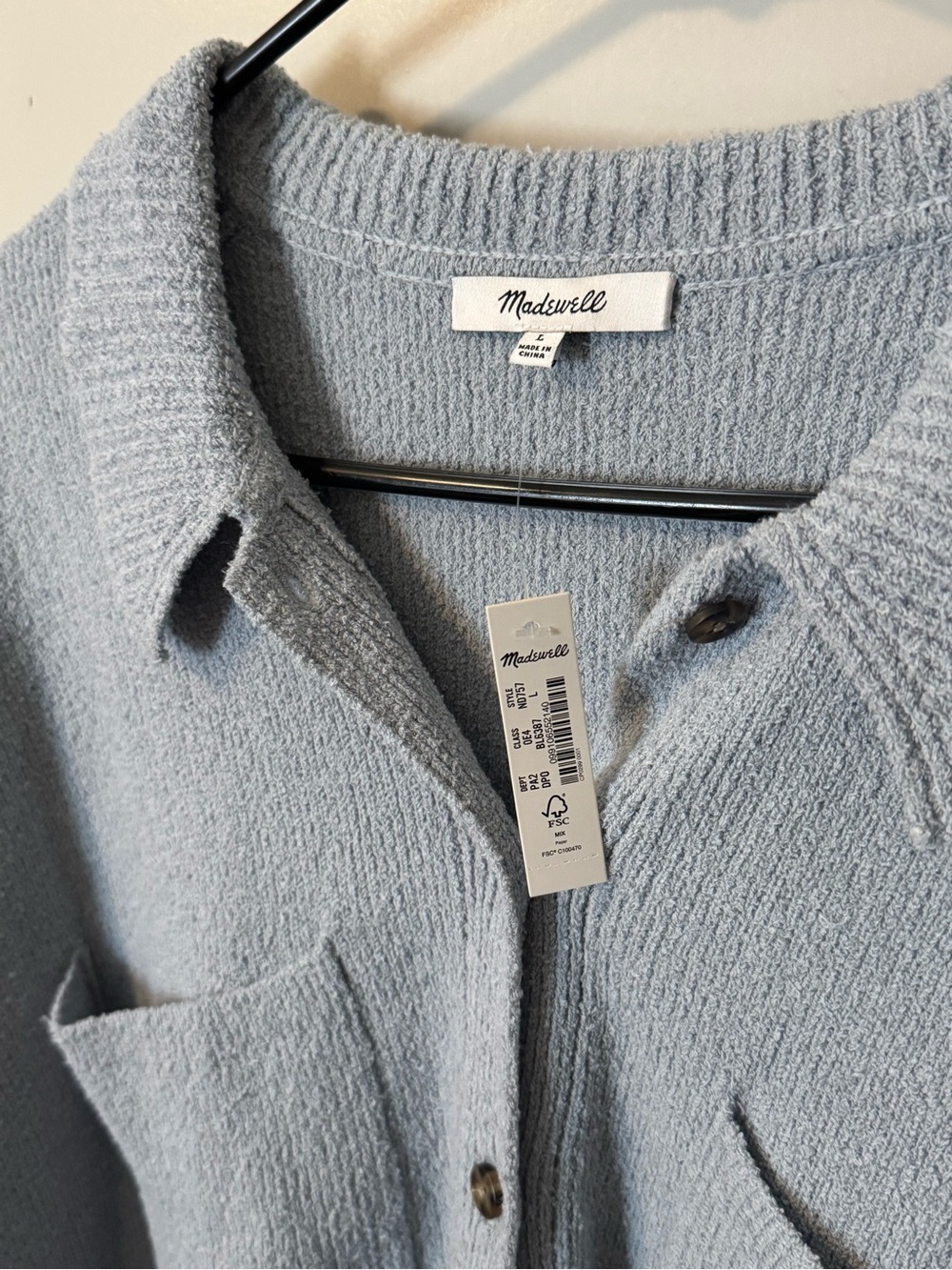 Madewell Holden Button-Front Polo Sweater - Dusty Pool - Picture 4 of 7